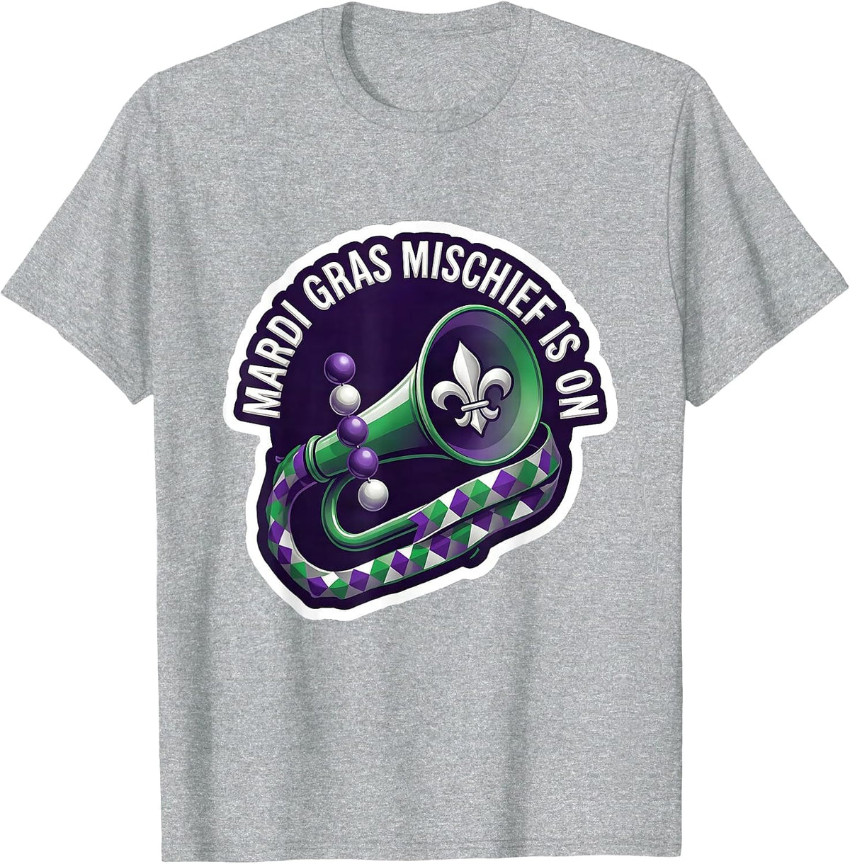 Men's Mardi Gras Mischief Is On Festive Humor Carnival Party T-Shirt - Heather Grey