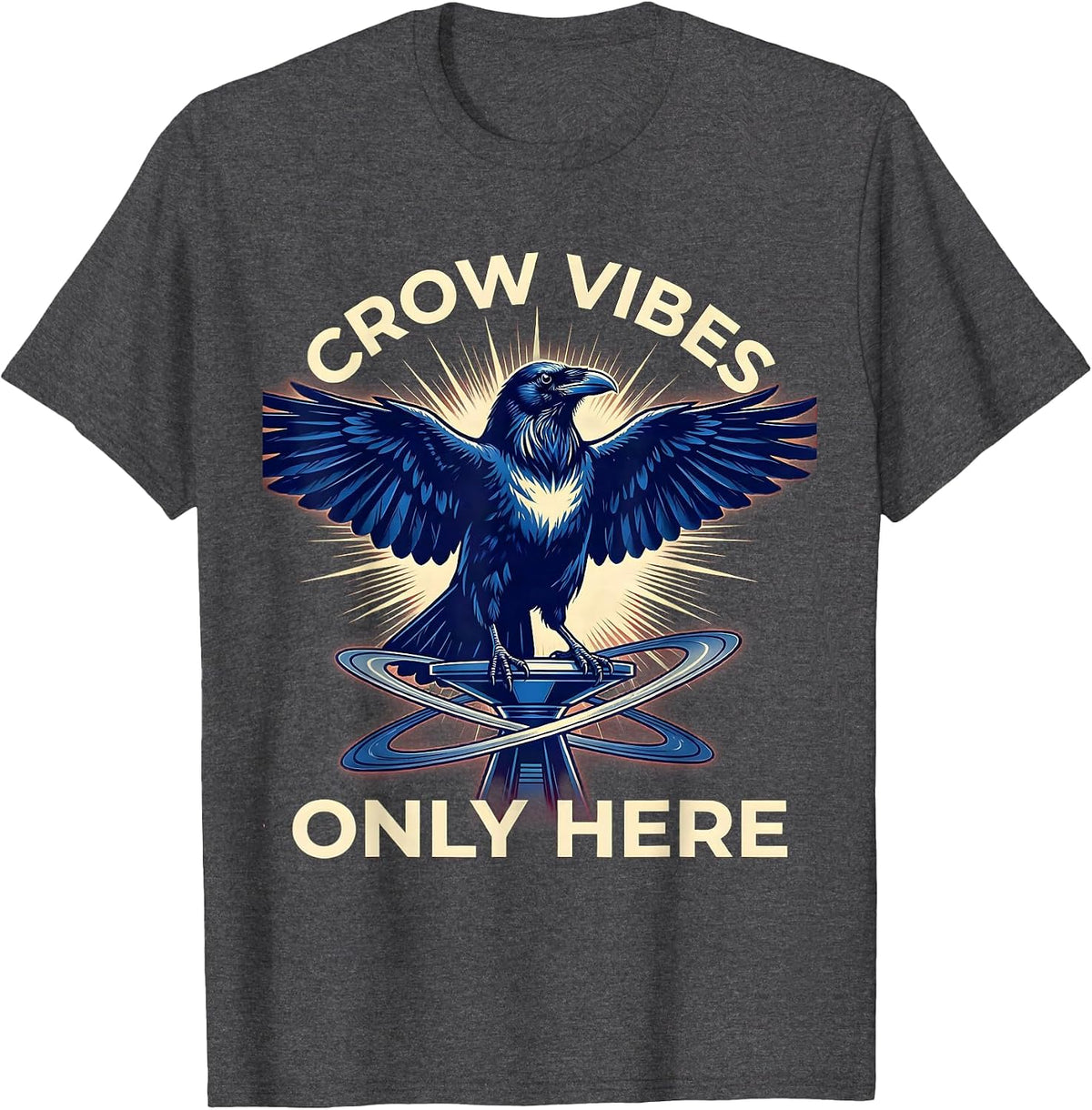 Crow Vibes Only Graphic Design for Bird Lovers T-Shirt - Dark Heather Grey