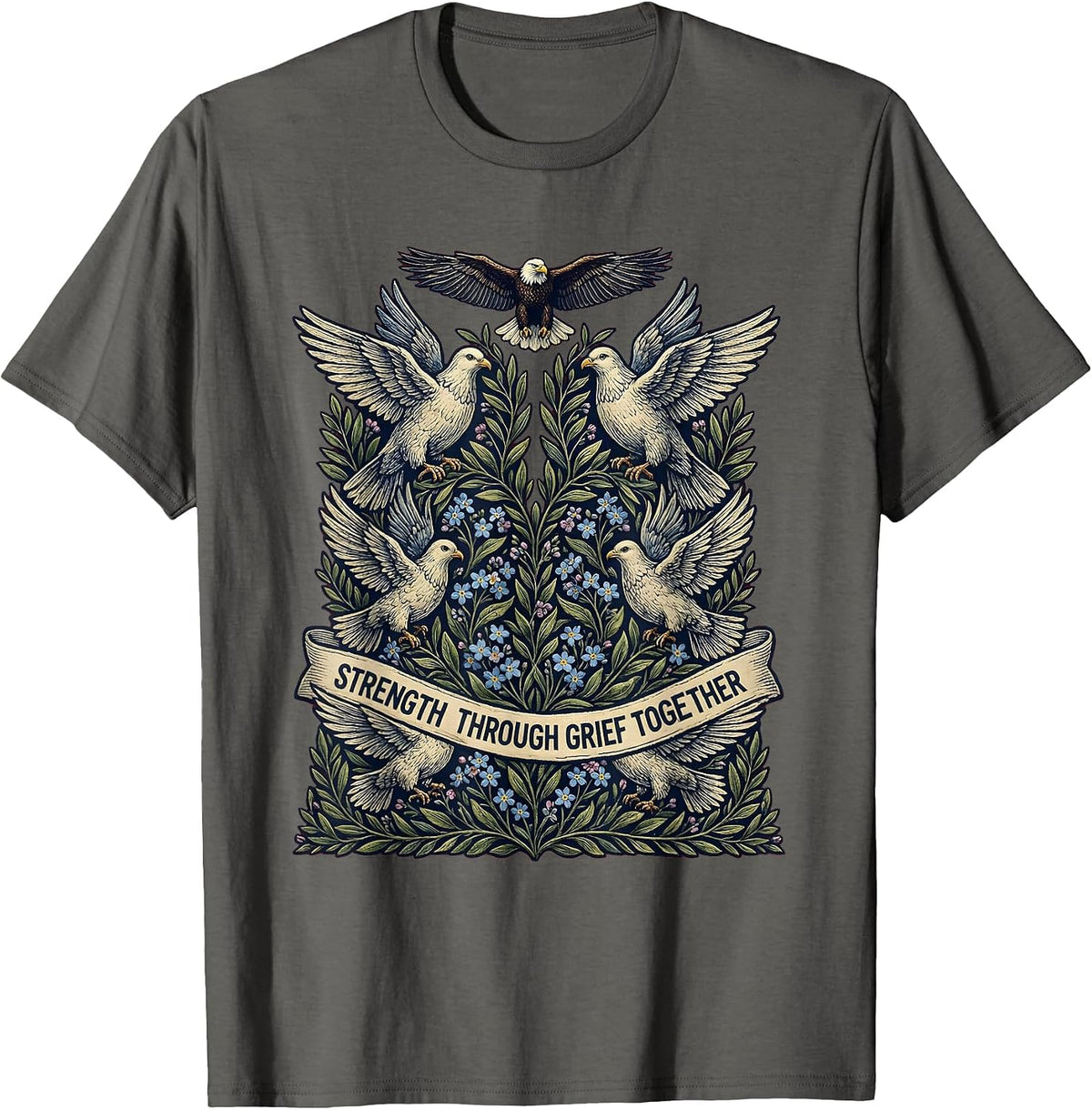 Sept 11 Memorial Strength Through Grief Together T-Shirt - Asphalt Grey