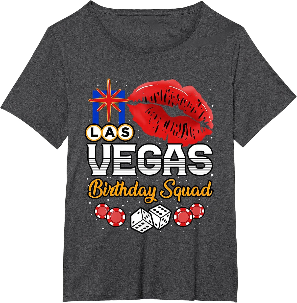 Las Vegas Birthday Squad Casino Girls Trip Party T-Shirt - Dark Heather Grey