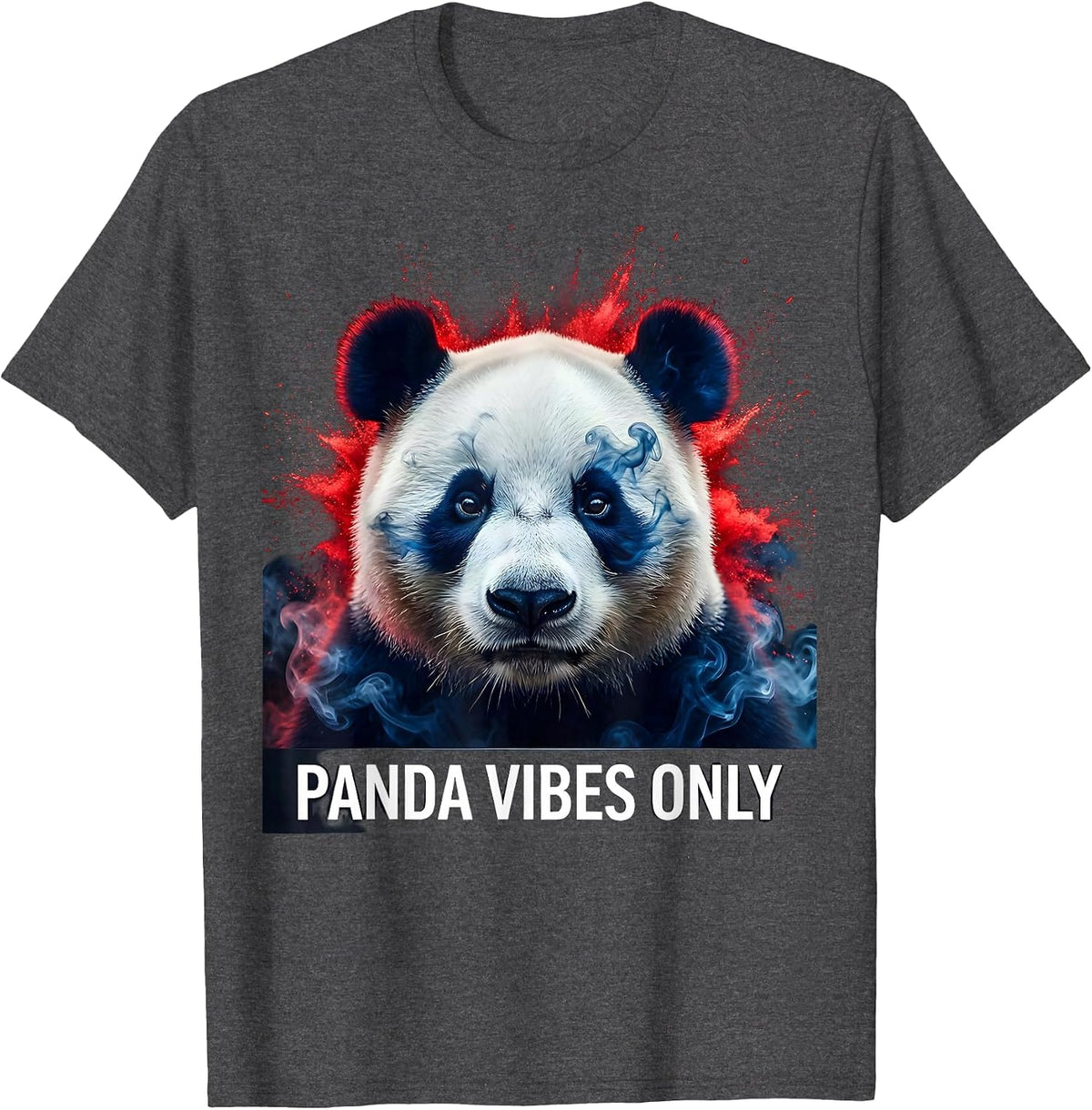 Men's Panda Vibes Only Chill Panda Design T-Shirt - Dark Heather Grey
