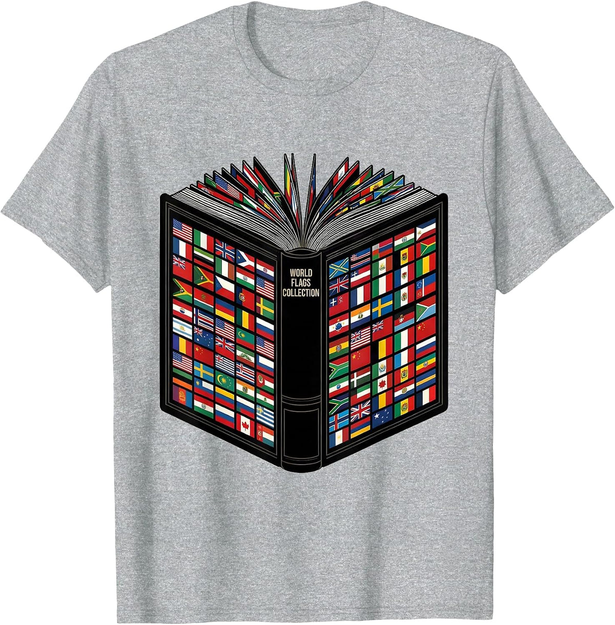 Men's World Flags Collection Geography Lover Travel Enthusiast T-Shirt - Heather Grey