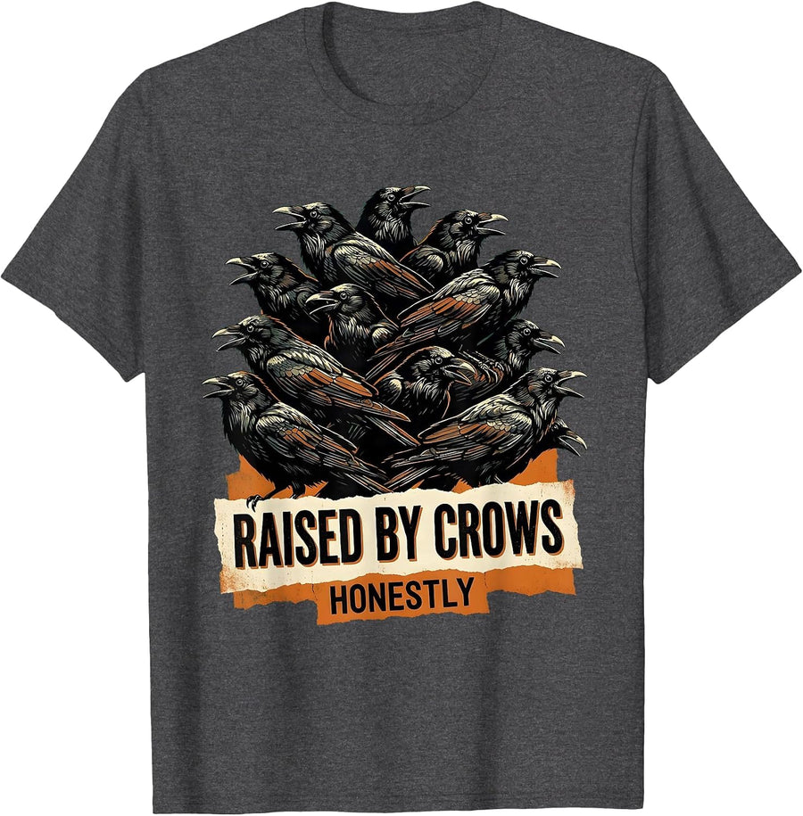 Men's Raised By Crows Honestly Crow Lover Design T-Shirt - Dark Heather Grey