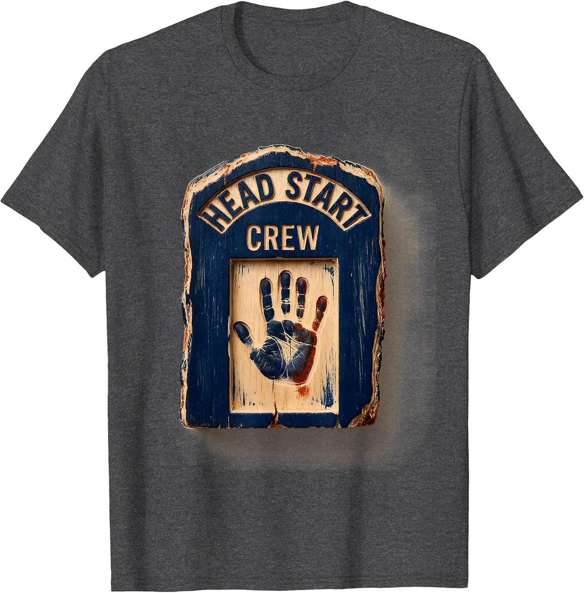 Head Start Crew Rubber Stamp Preschool Teacher Staff T-Shirt - Dark Heather Grey