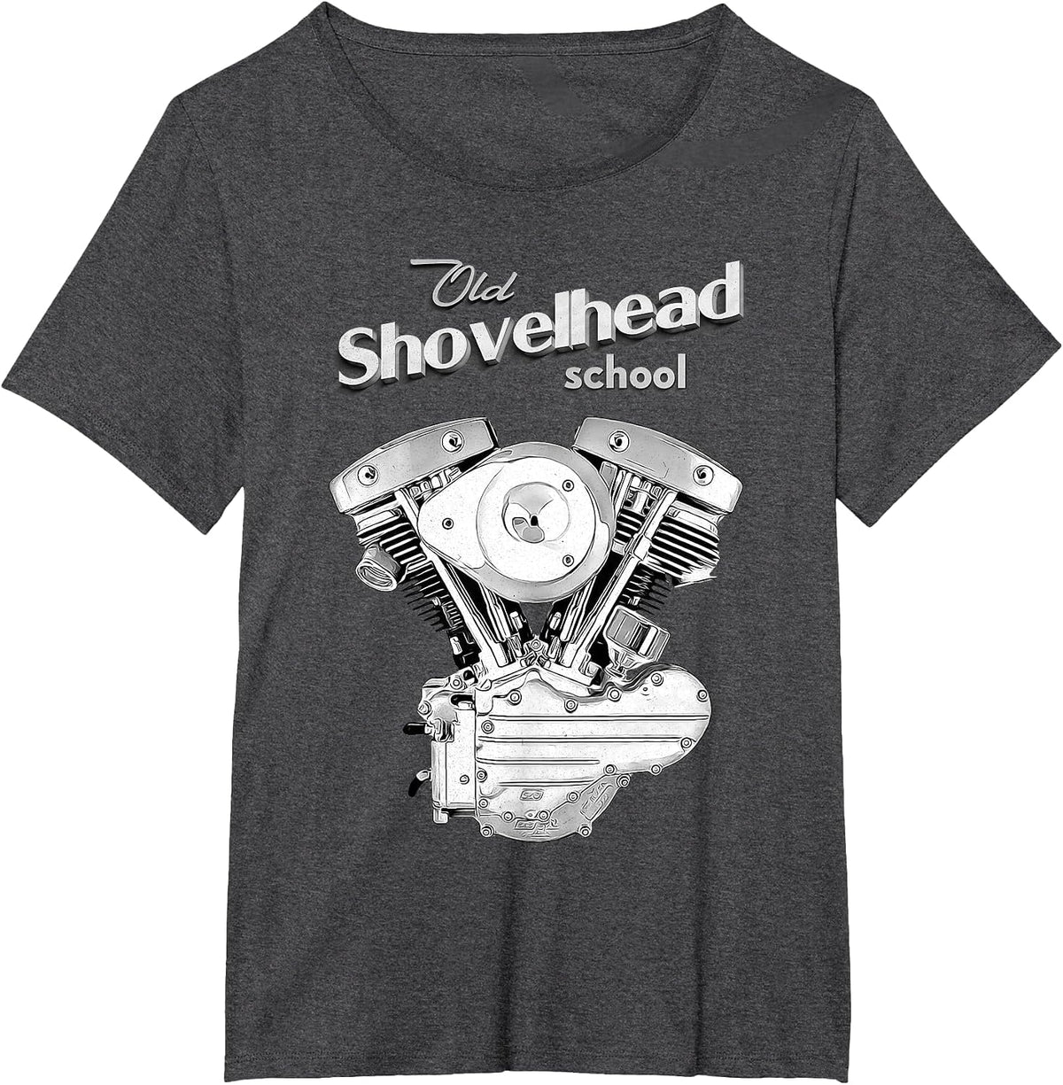 Vintage HD Shovelhead Motorcycle FLH Engine Motor Biker T-Shirt - Dark Heather Grey