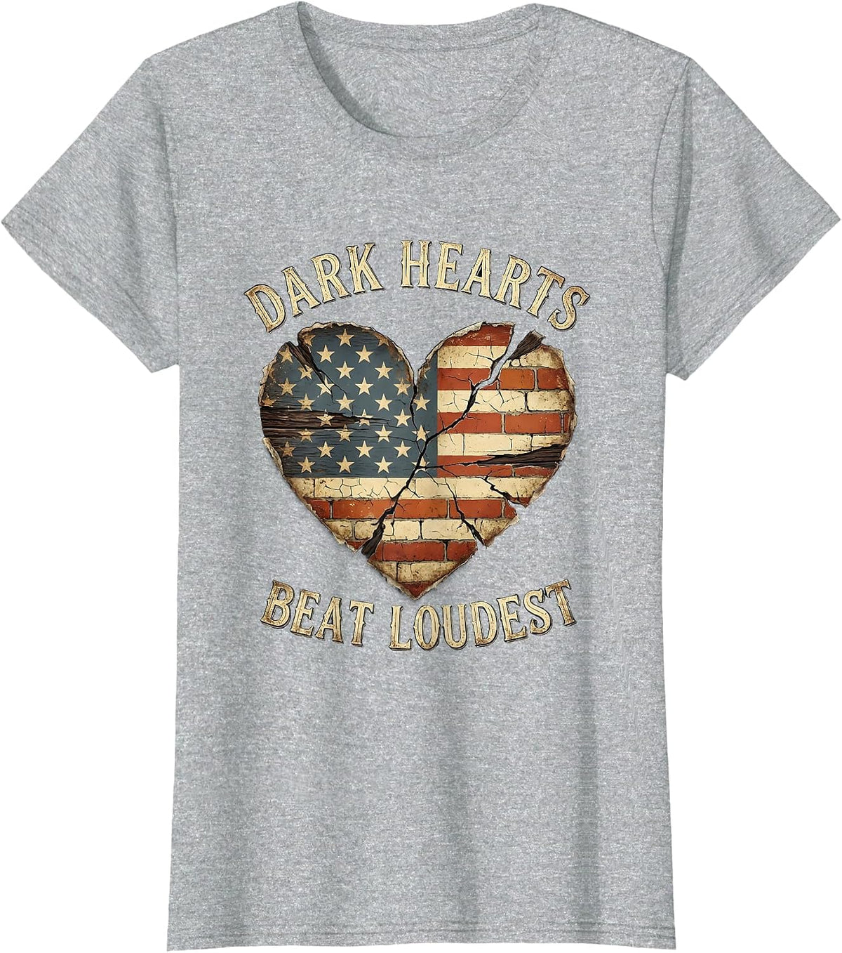 Dark Hearts Beat Loudest Gothic Design T-Shirt - Heather Grey