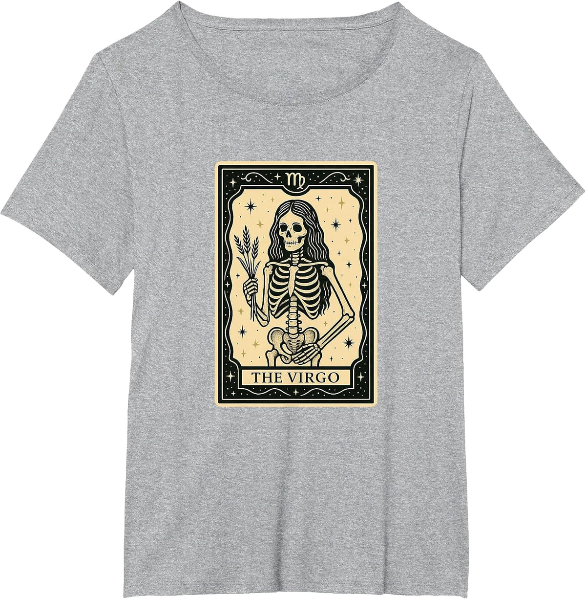 The Virgo Tarot Card - Halloween Spooky Gothic Witchy T-Shirt - Heather Grey