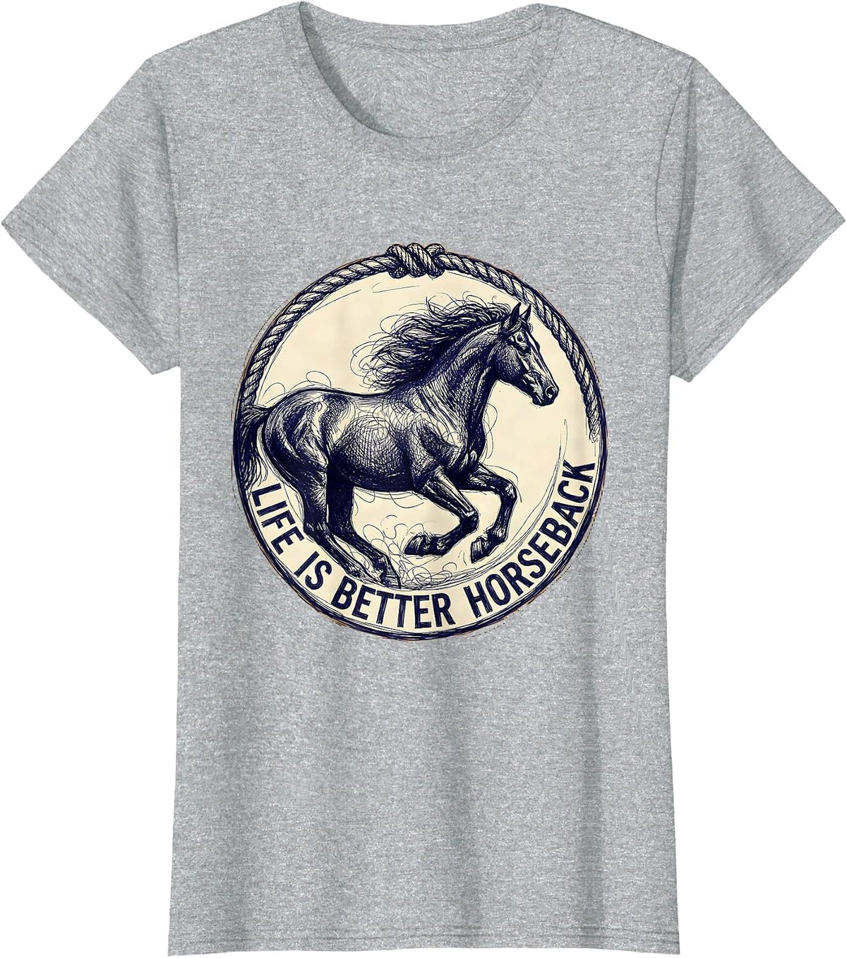 Women's Life Is Better Horseback Equestrian Design T-Shirt - Heather Grey
