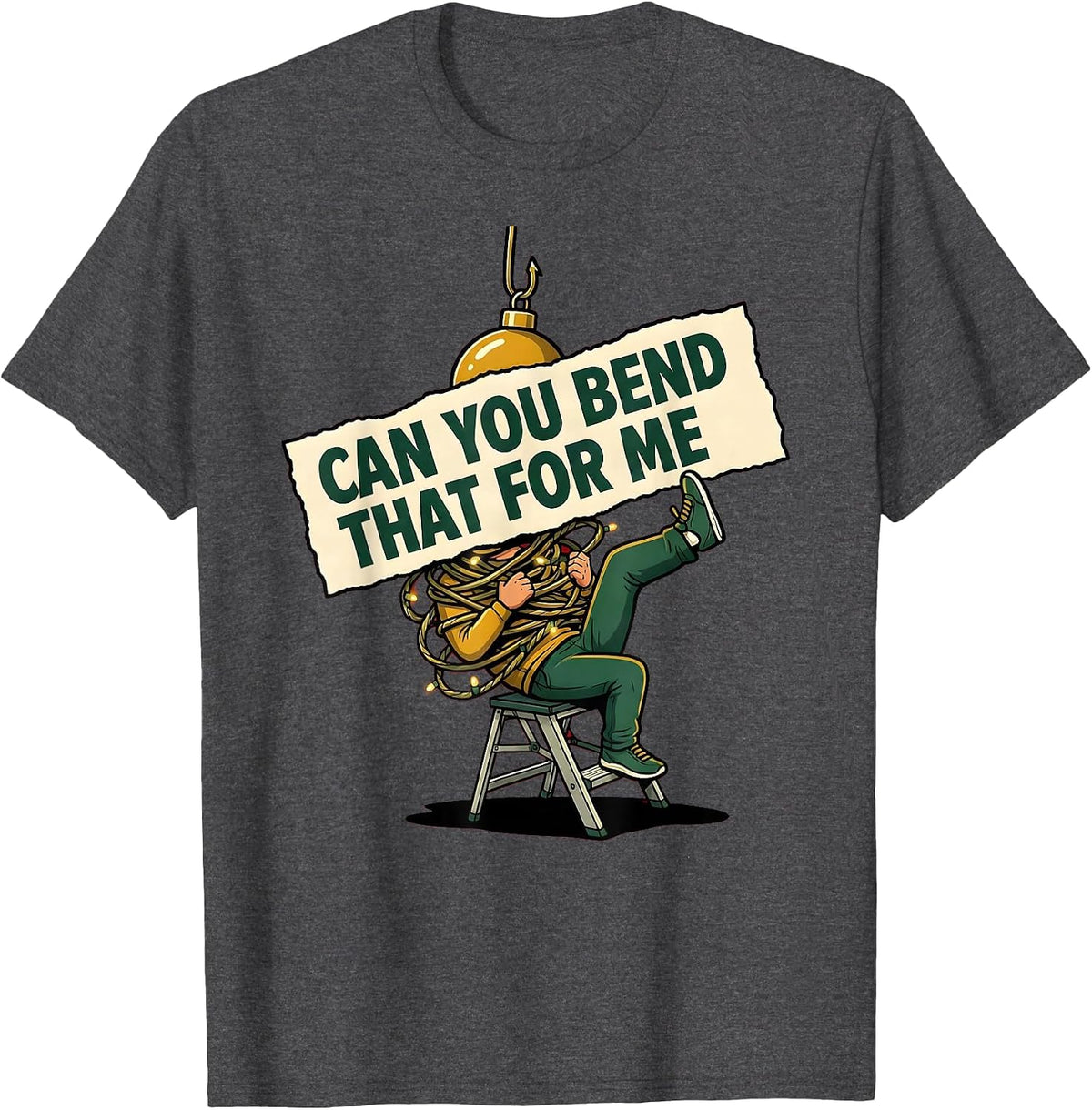 Can You Bend That For Me Funny Physical Therapist Christmas T-Shirt - Dark Heather Grey