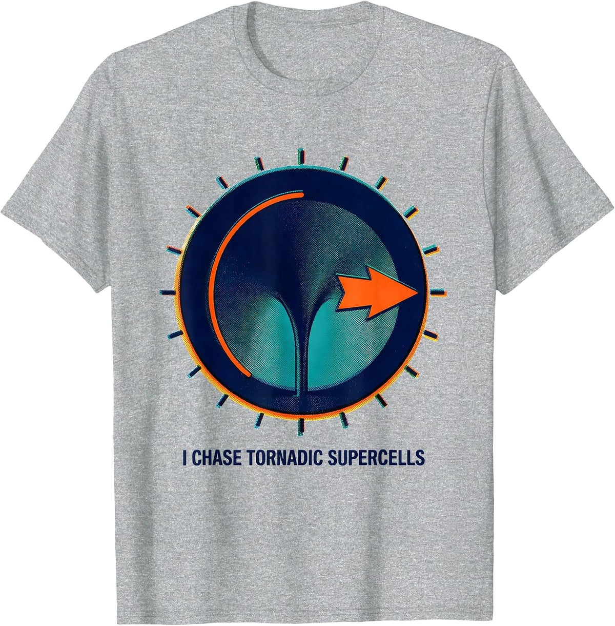 Men's I Chase Tornadic Supercells Risograph Storm Chaser T-Shirt - Heather Grey