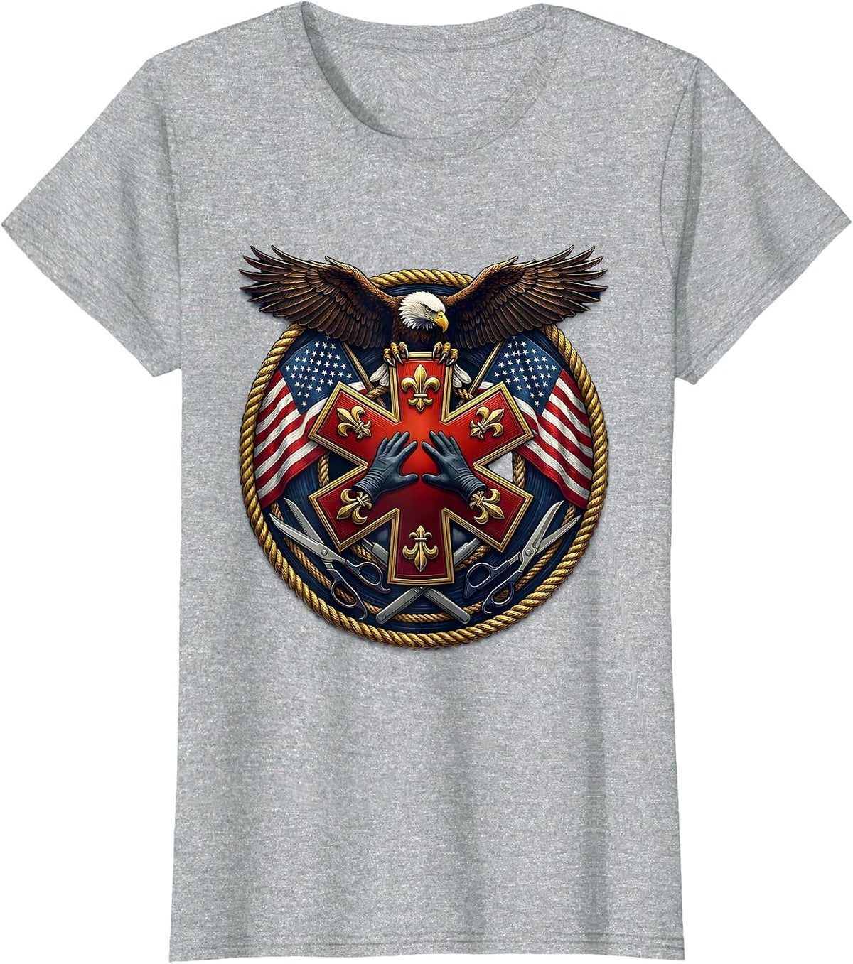 Women's EMT CPR Life-Saving Hands Graphic Design T-Shirt - Heather Grey