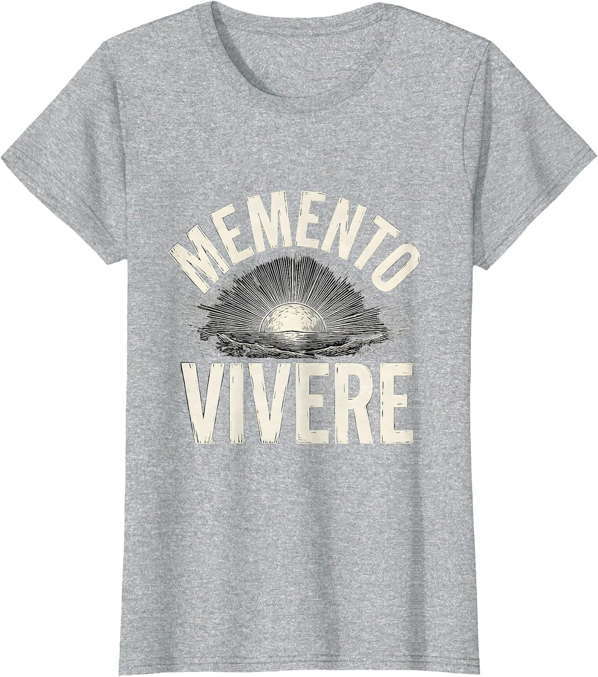 MEMENTO VIVERE Stoic Philosophy Memento Mori Quote T-Shirt - Heather Grey