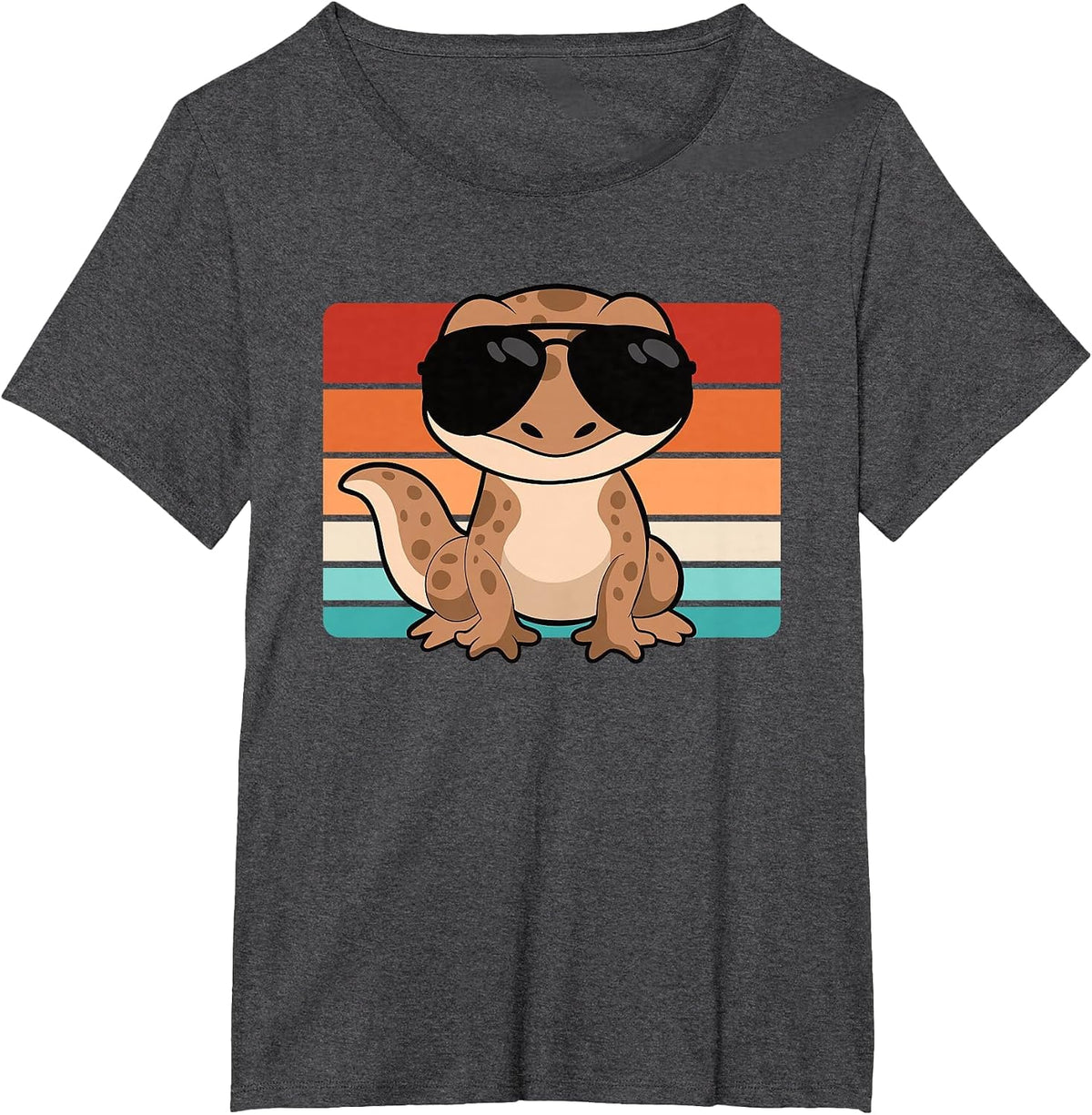 Cool Retro Leopard Gecko Lover Funny Lizard Men Boys Kids T-Shirt - Dark Heather Grey