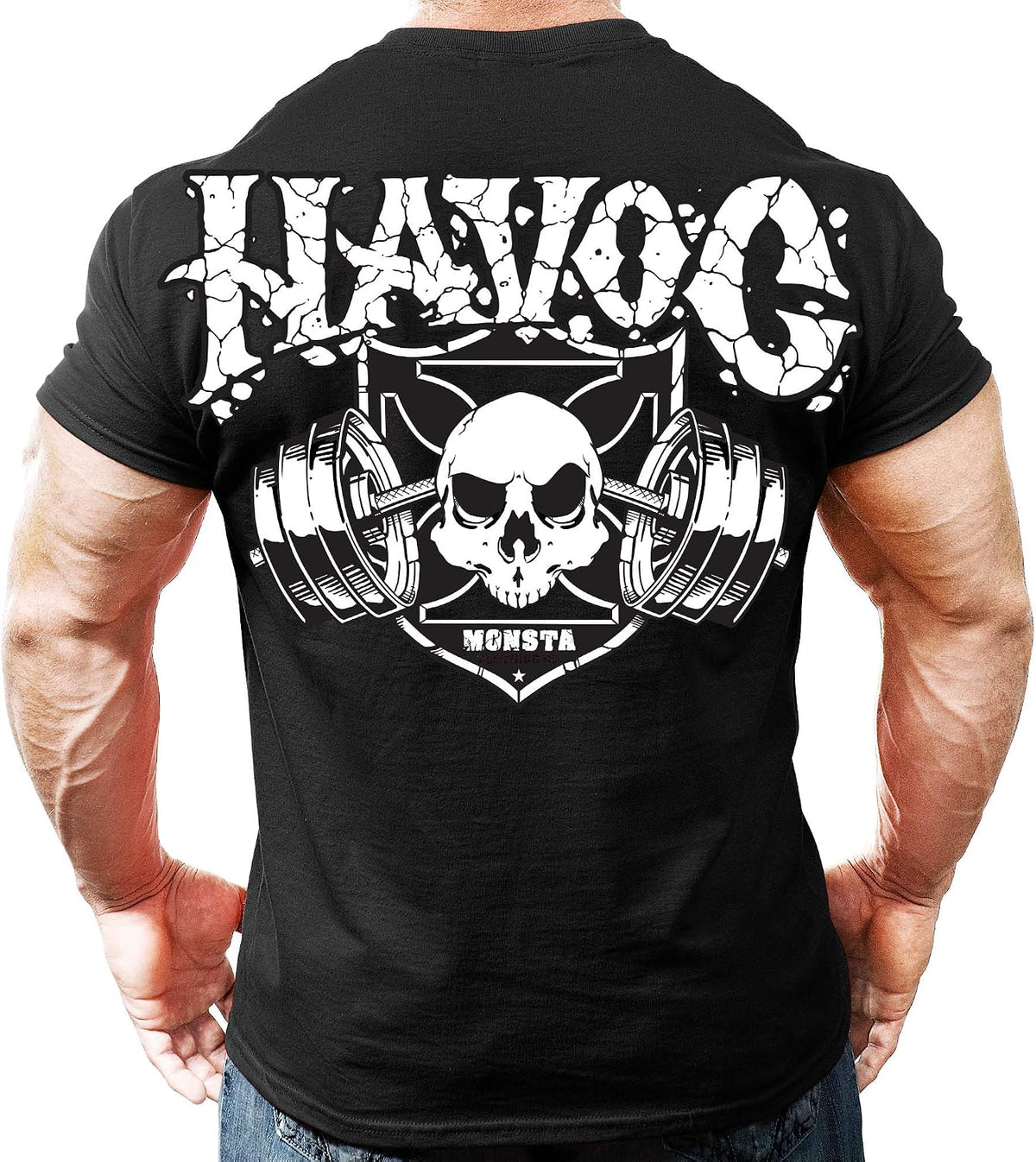Monsta Clothing Co. Men's Bodybuilding Workout (Havoc Barbell) Gym T-Shirt - Black