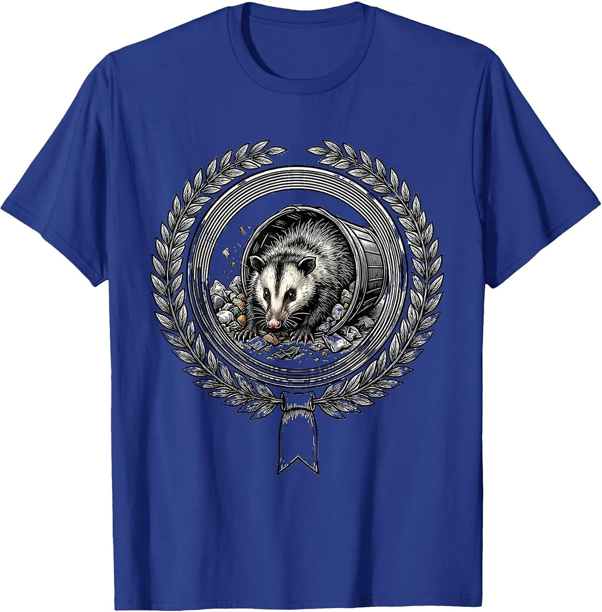 Men's Scruffy Opossum Trash Rummage Funny Animal Humor T-Shirt - Royal Blue