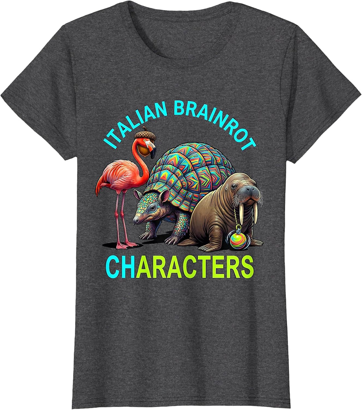Women's Italian Brainrot Characters Funny Meme Kids Birthday T-Shirt - Dark Heather Grey