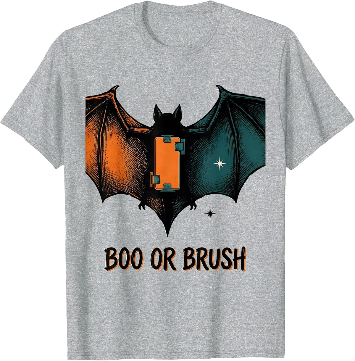 Men's Boo Or Brush Funny Dental Hygienist Halloween Work Humor T-Shirt - Heather Grey