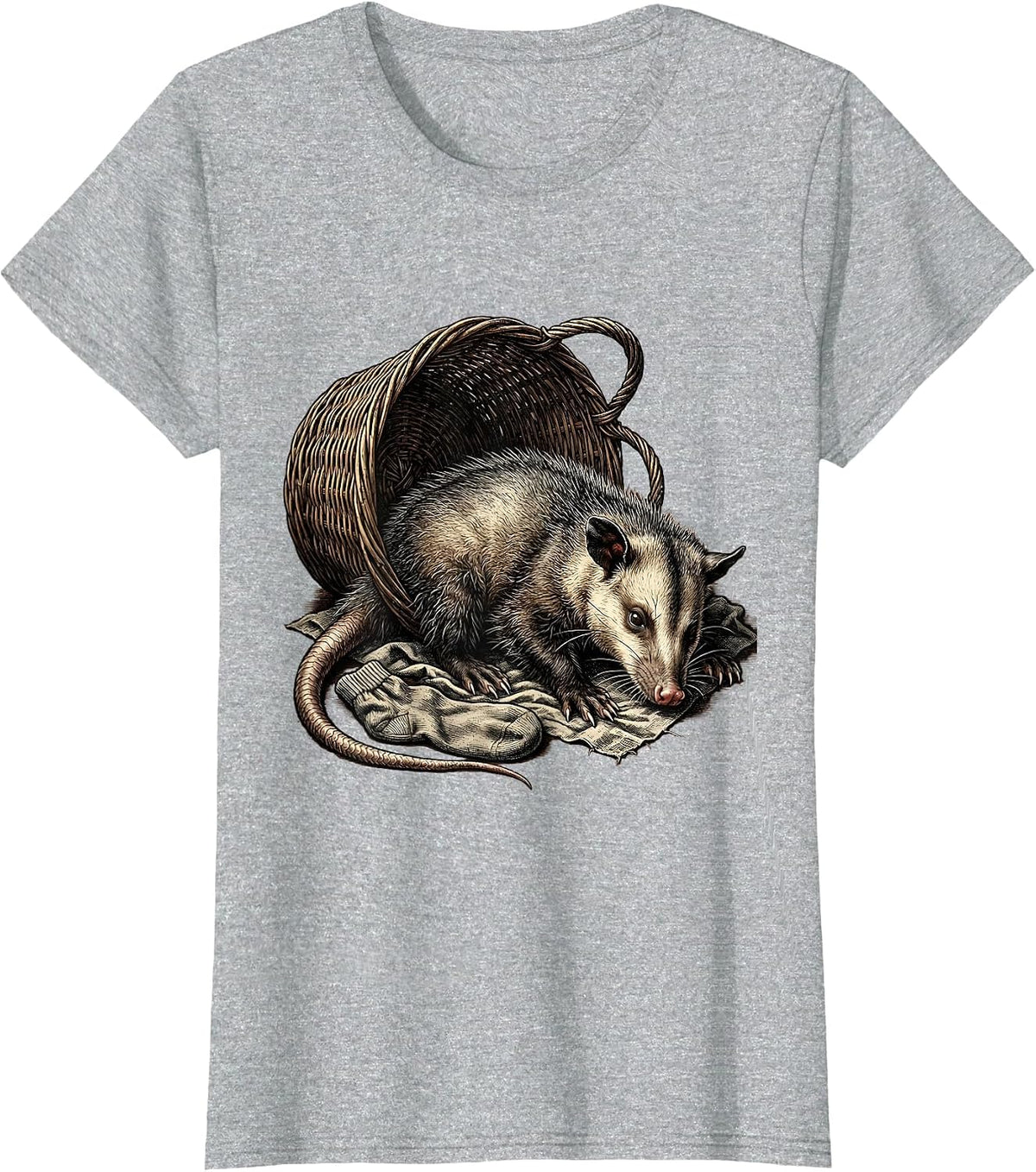 Women's Limp Opossum Vintage Funny Animal Meme T-Shirt - Heather Grey