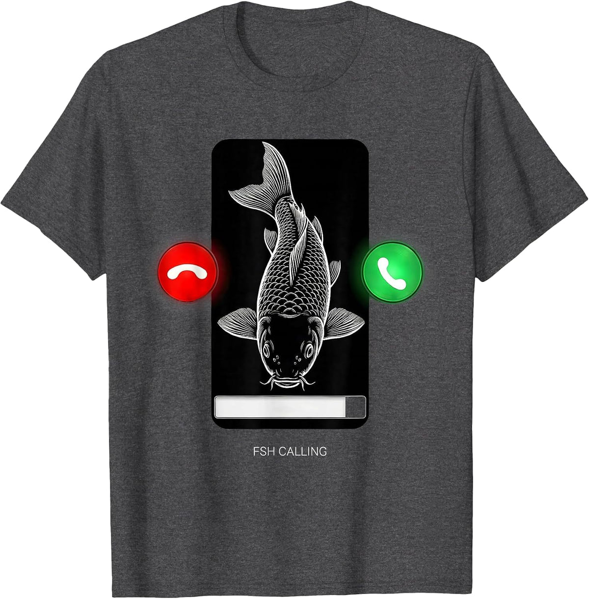Men's Fsh Calling Funny Misspelled Fish Meme Humor T-Shirt - Dark Heather Grey