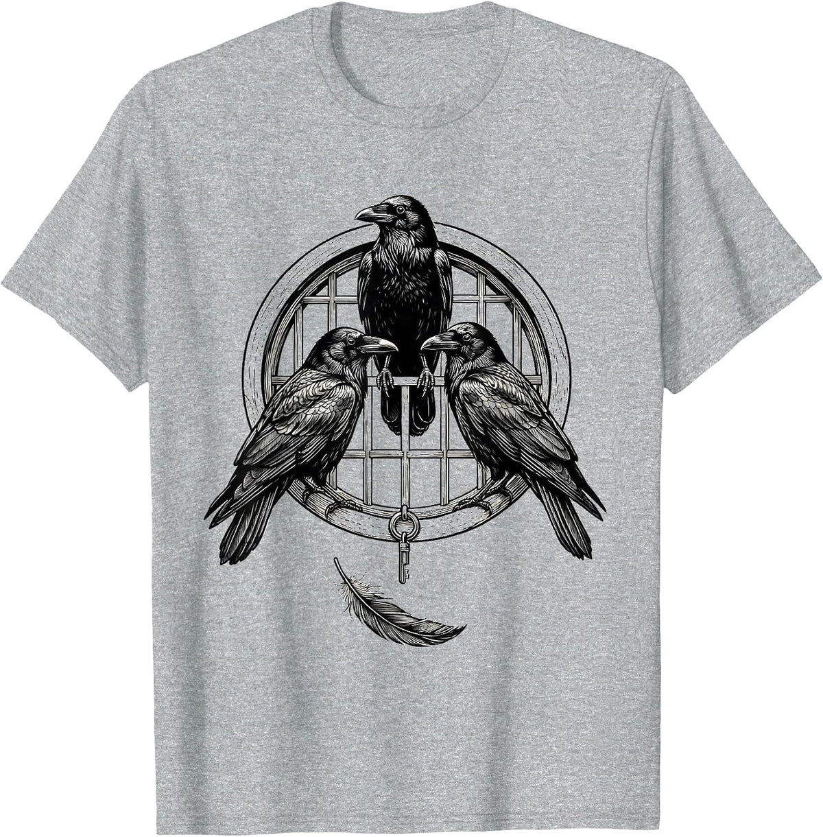 Men's Three Crows Murder Pun Gothic Bird Lover Humor T-Shirt - Heather Grey