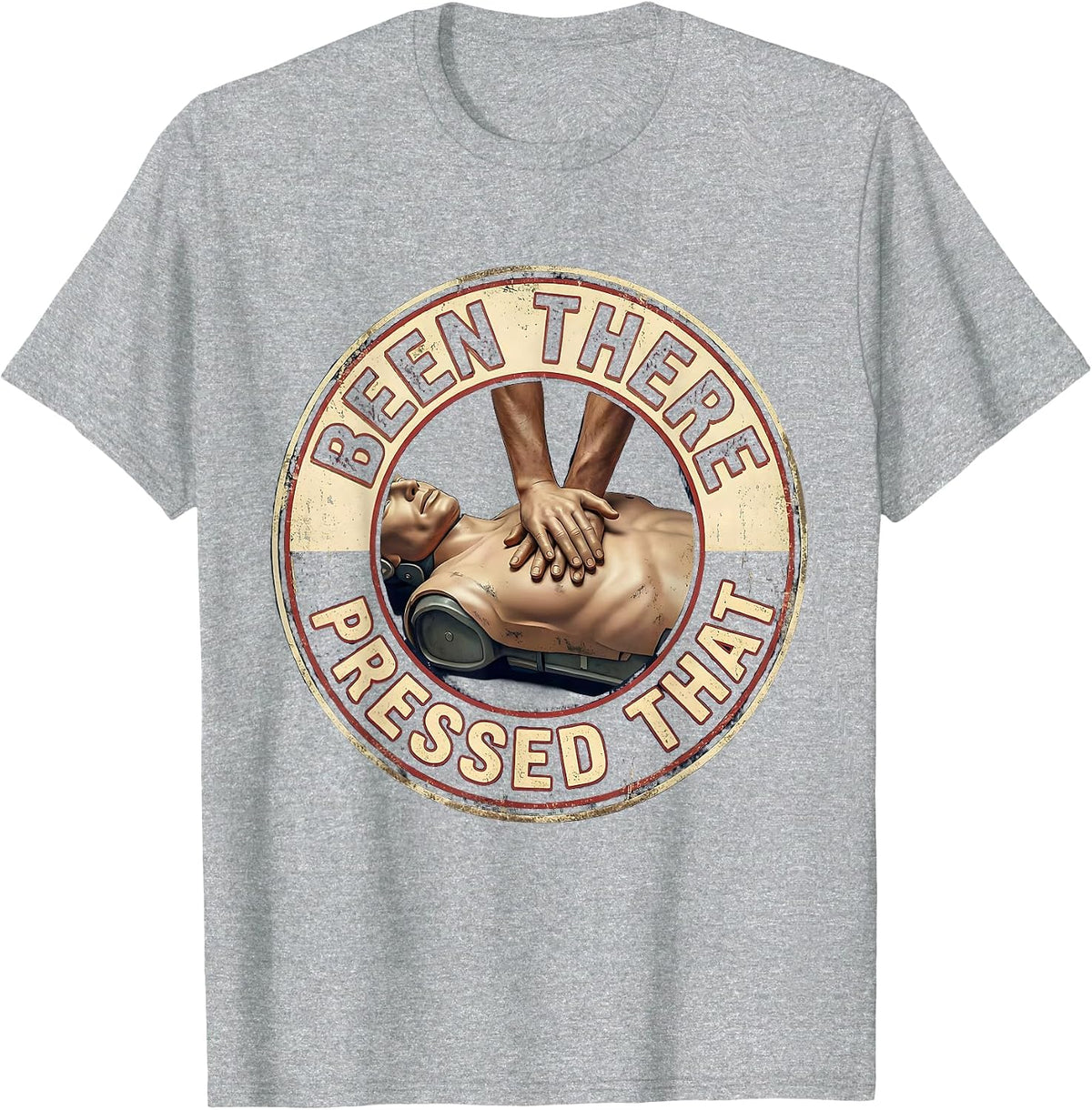 Men's CPR Training Mannequin Vintage EMT Paramedic Humor T-Shirt - Heather Grey