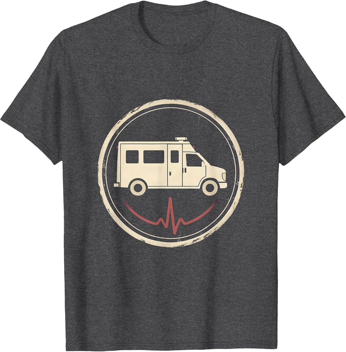 Vintage EMT Paramedic Dark Humor Badge T-Shirt - Dark Heather Grey