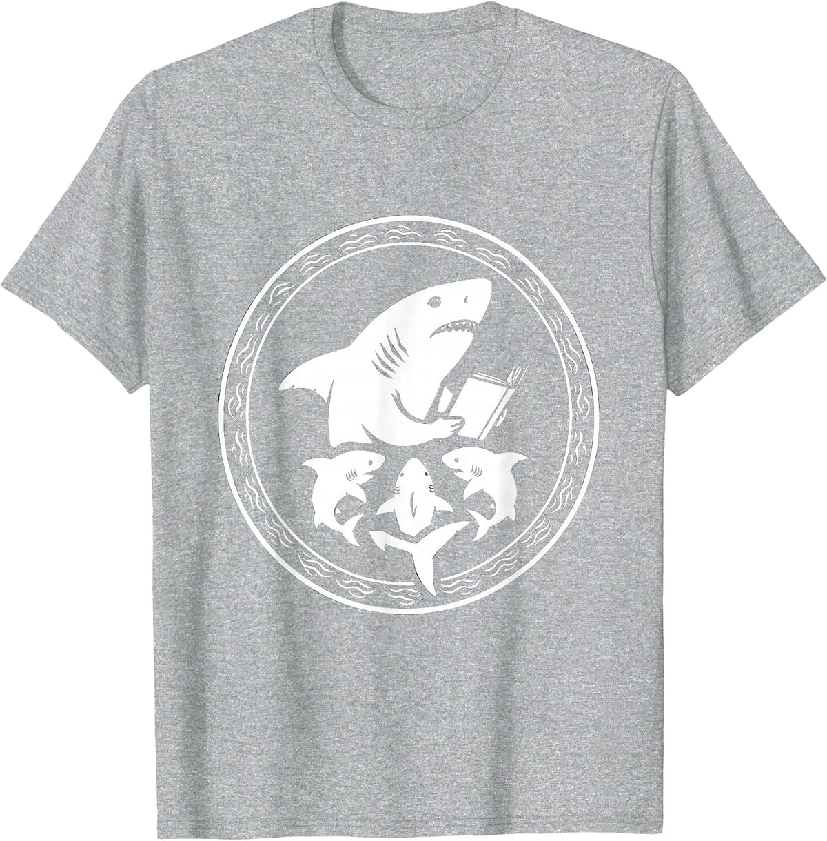 Men's Daddy Shark Bedtime Story With Pups T-Shirt - Heather Grey
