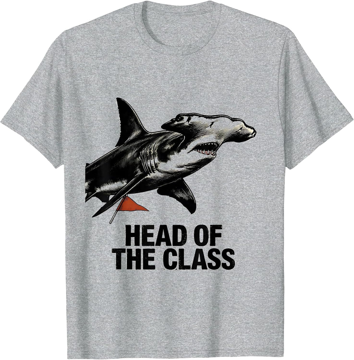 Men's Head Of The Class Funny Shark Lover Marine Biology Humor T-Shirt - Heather Grey