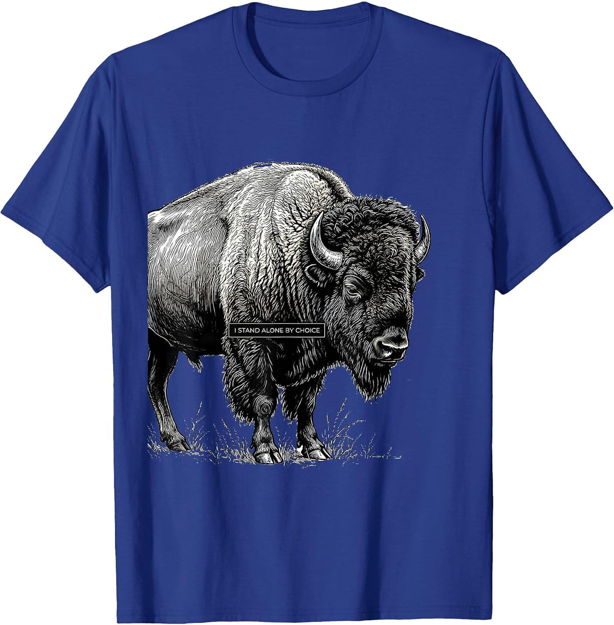 I Stand Alone By Choice Vintage Bison Lover American Buffalo T-Shirt - Royal Blue