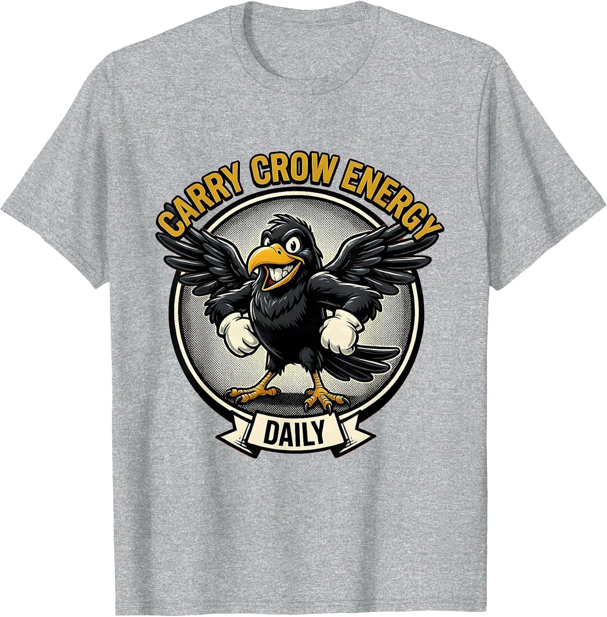 Men's Carry Crow Energy Daily Crow Lover Design T-Shirt - Heather Grey