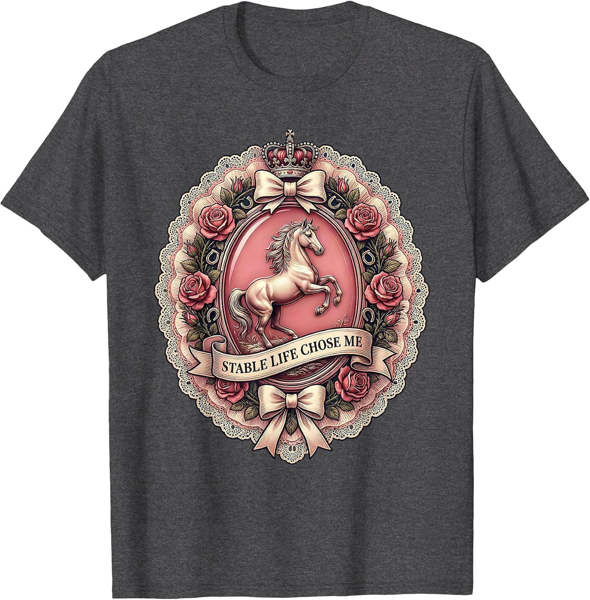 Stable Life Chose Me Horse Lover Design T-Shirt - Dark Heather Grey