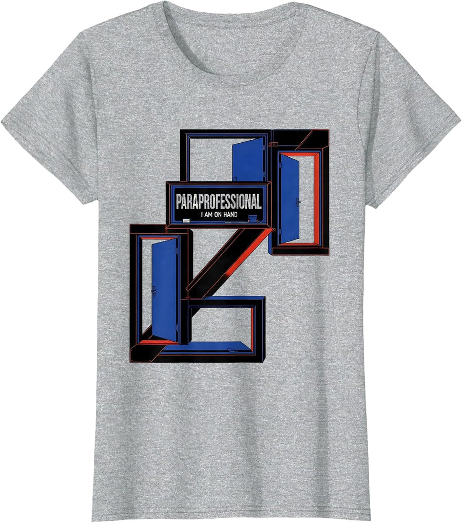Paraprofessional I Am On Hand Geometric School Staff T-Shirt - Heather Grey