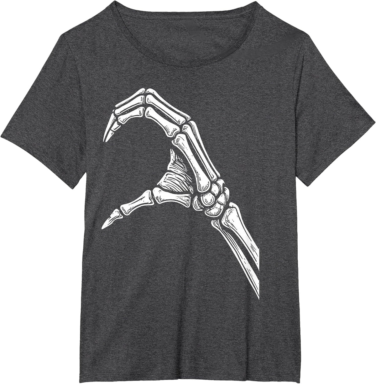 Retro Skeleton Heart Hand Gothic Matching Couple Halloween T-Shirt - Dark Heather Grey