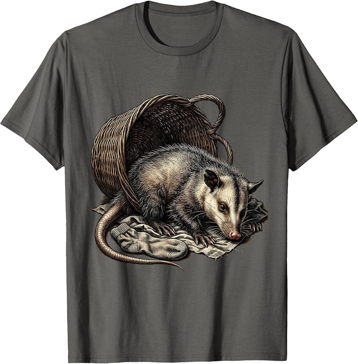 Men's Limp Opossum Vintage Funny Animal Meme T-Shirt - Asphalt Grey