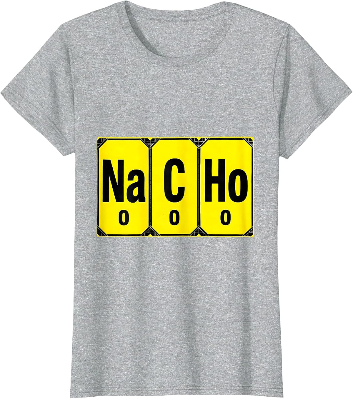NaCHo Stencil Science Nerd Pun Chemistry Teacher Gift T-Shirt - Heather Grey