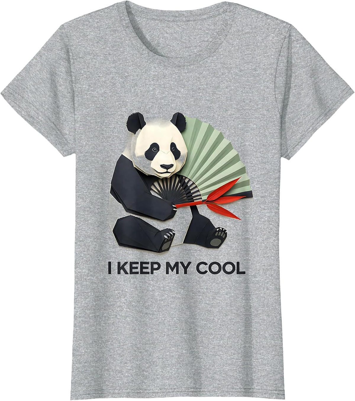 I Keep My Cool Funny Panda Animal Lover Cute Novelty T-Shirt - Heather Grey