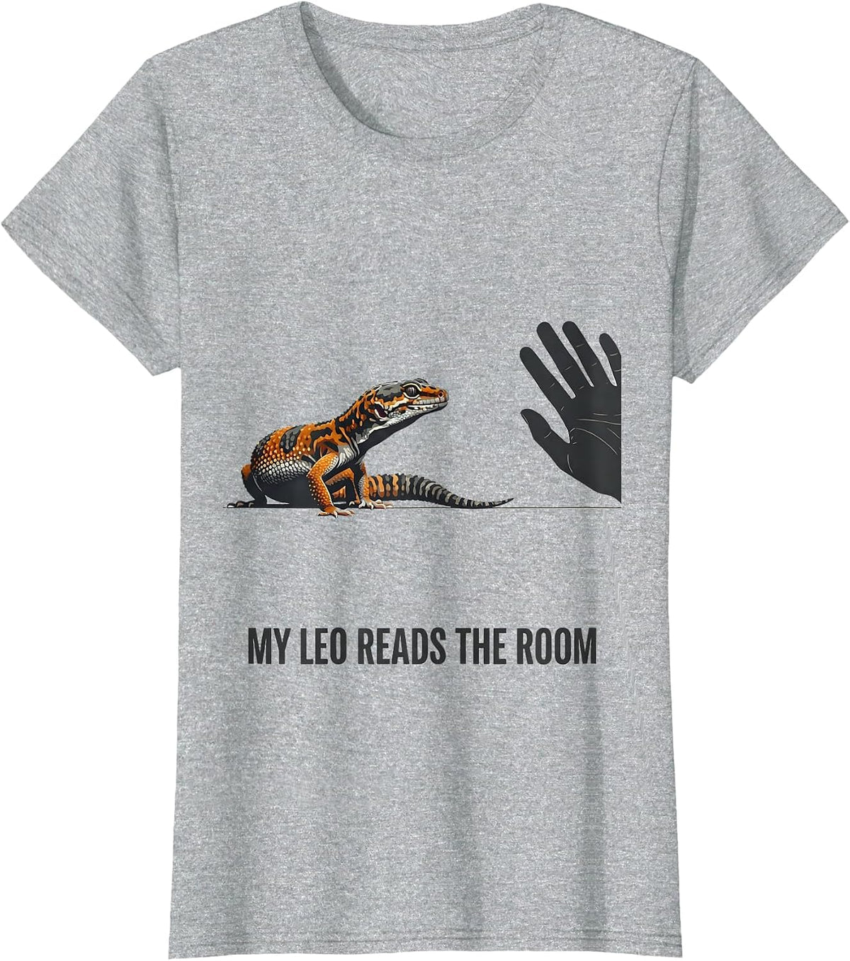My Leo Reads The Room Funny Leopard Gecko Reptile Lover Gift T-Shirt - Heather Grey