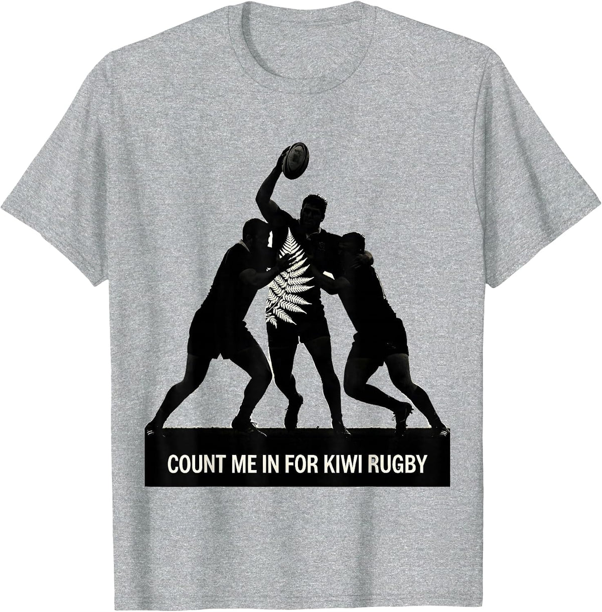 Men's Count Me In For Kiwi Rugby Silhouette Rugby Fan New Zealand T-Shirt - Heather Grey