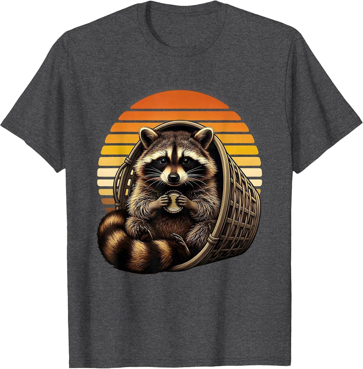Retro 70s Trash Panda Raccoon Meme Humor T-Shirt - Dark Heather Grey