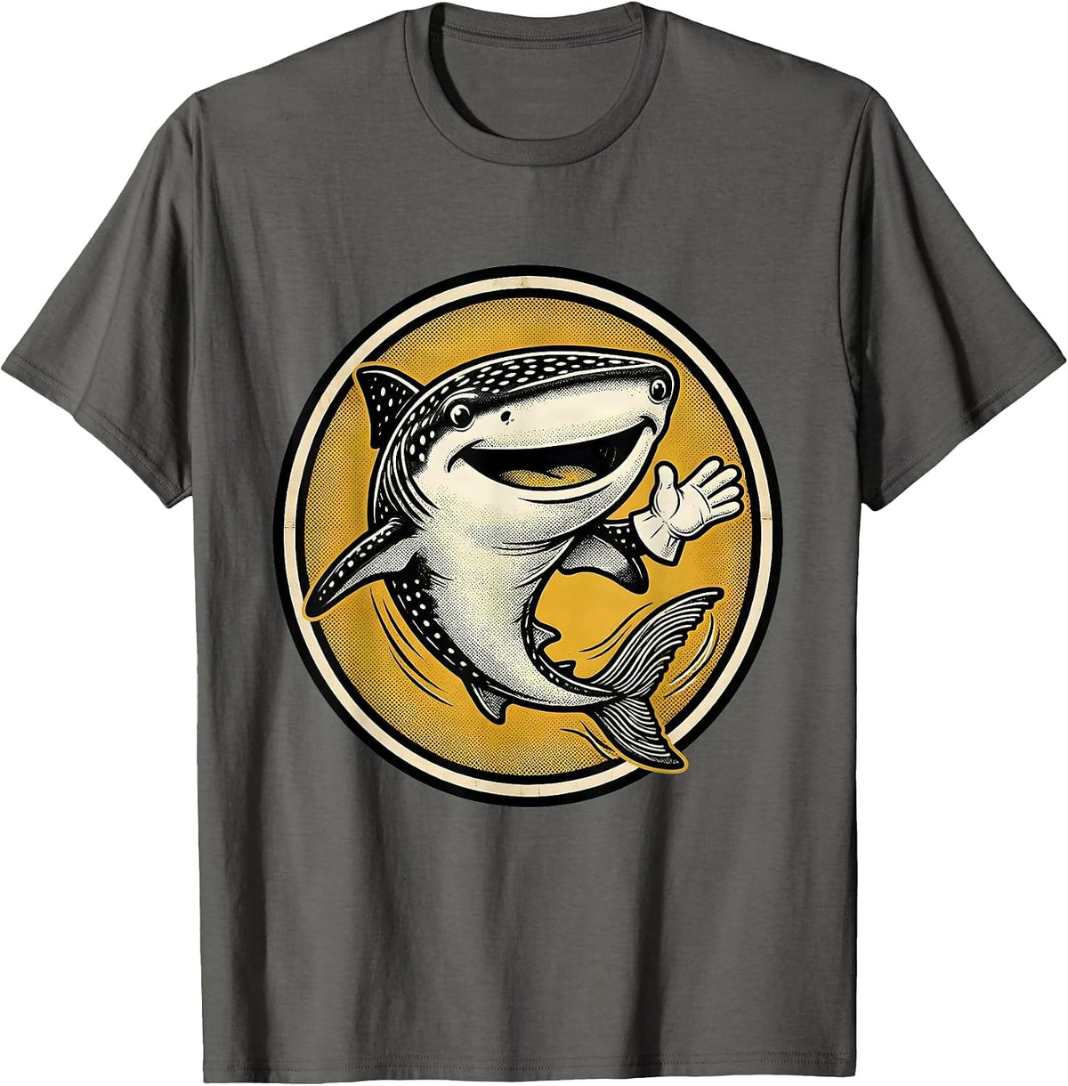 Whale Shark Retro Cartoon Ocean Animal Lover Gift T-Shirt - Asphalt Grey