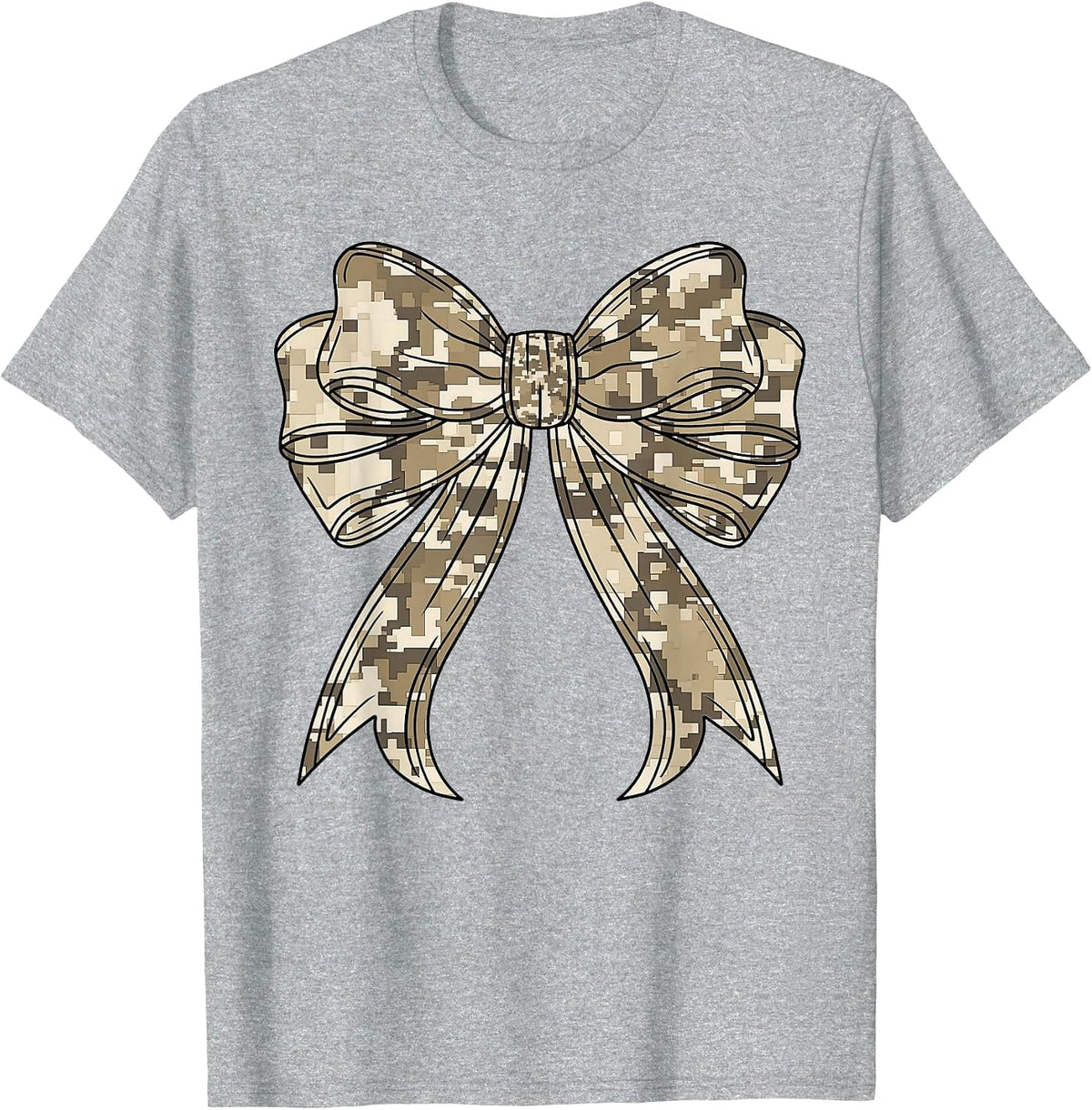 Desert Camouflage Camo Coquette Bow Hunting for Women Children T-Shirt - Heather Grey
