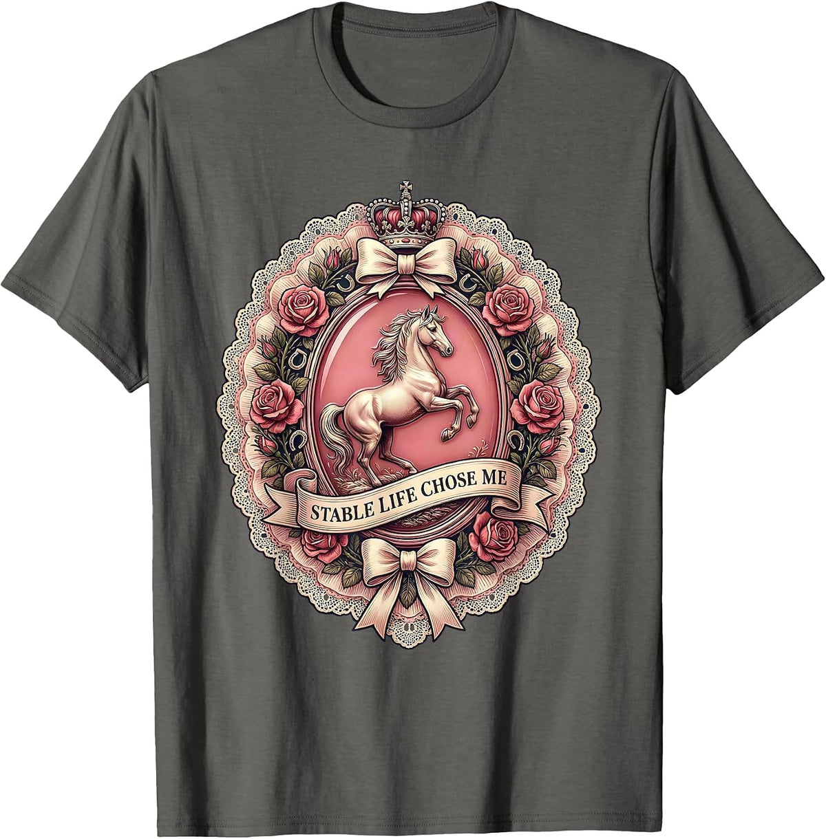 Stable Life Chose Me Horse Lover Design T-Shirt - Asphalt Grey
