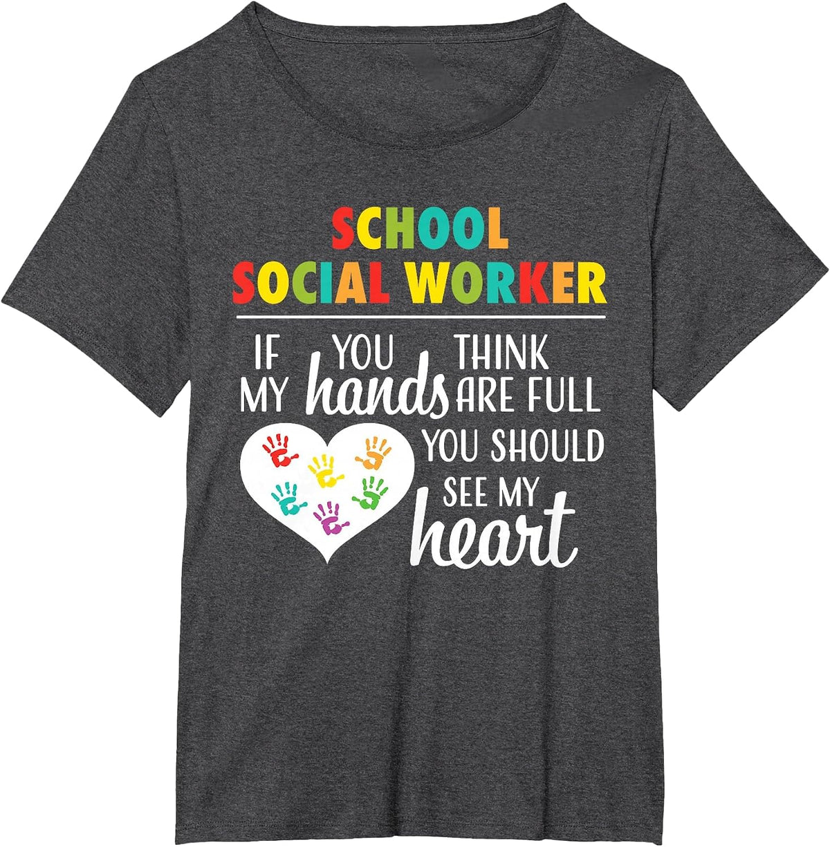 School Social Worker Cute Heart Tee for Women Men Teacher T-Shirt - Dark Heather Grey