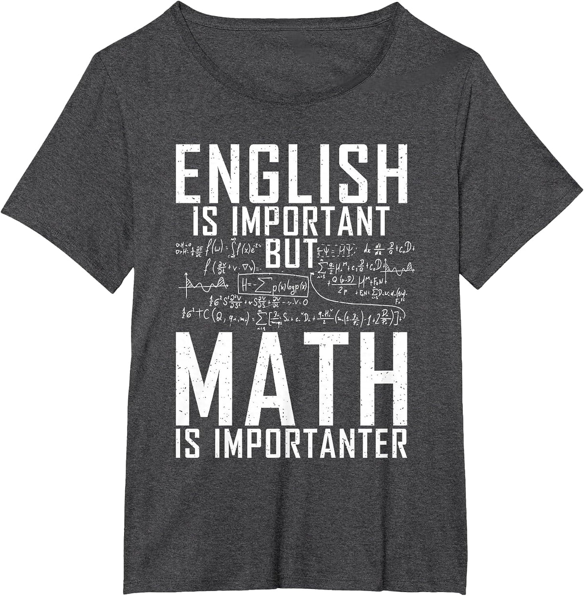 English is Important but Math is Importanter Teaching Math T-Shirt - Dark Heather Grey