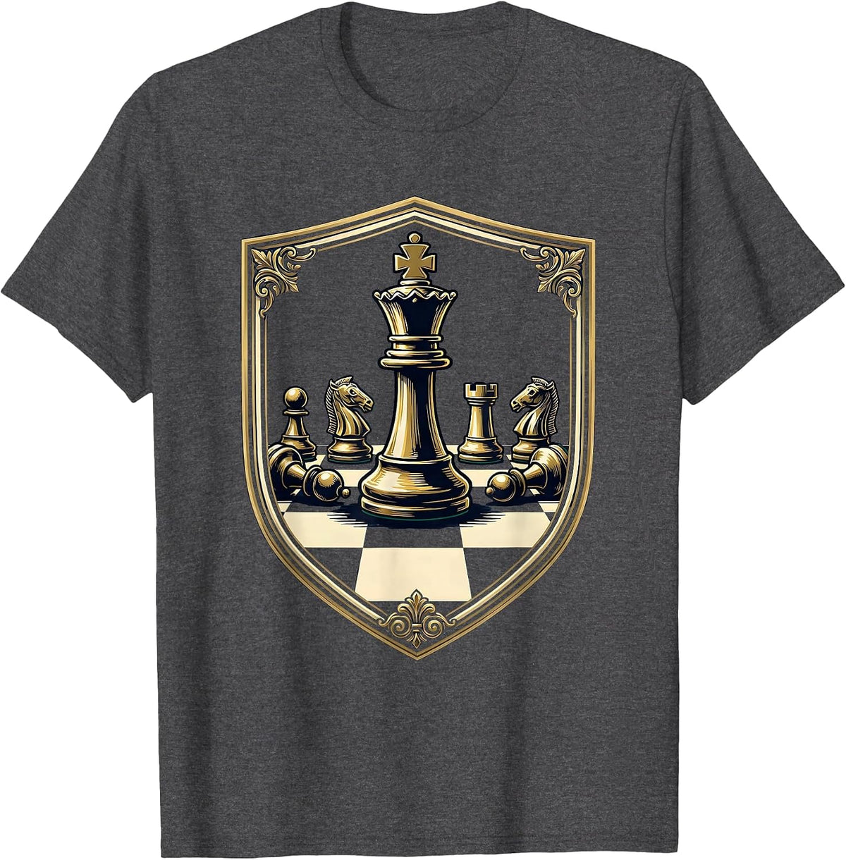 Chess King Last One Standing Graphic Design T-Shirt - Dark Heather Grey