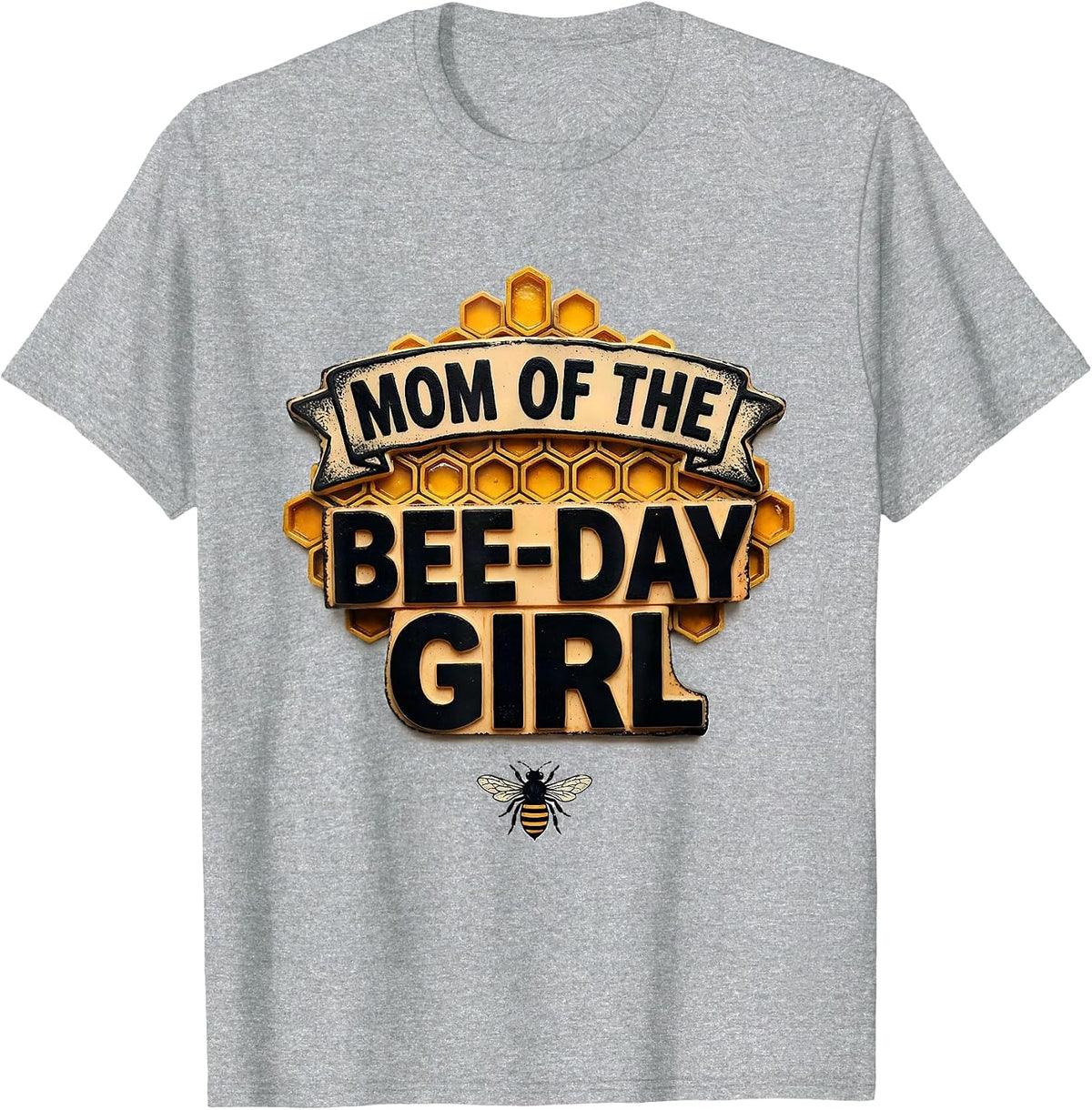 Men's Mom Of The Bee-Day Girl Rubber Stamp Bee Birthday Matching T-Shirt - Heather Grey