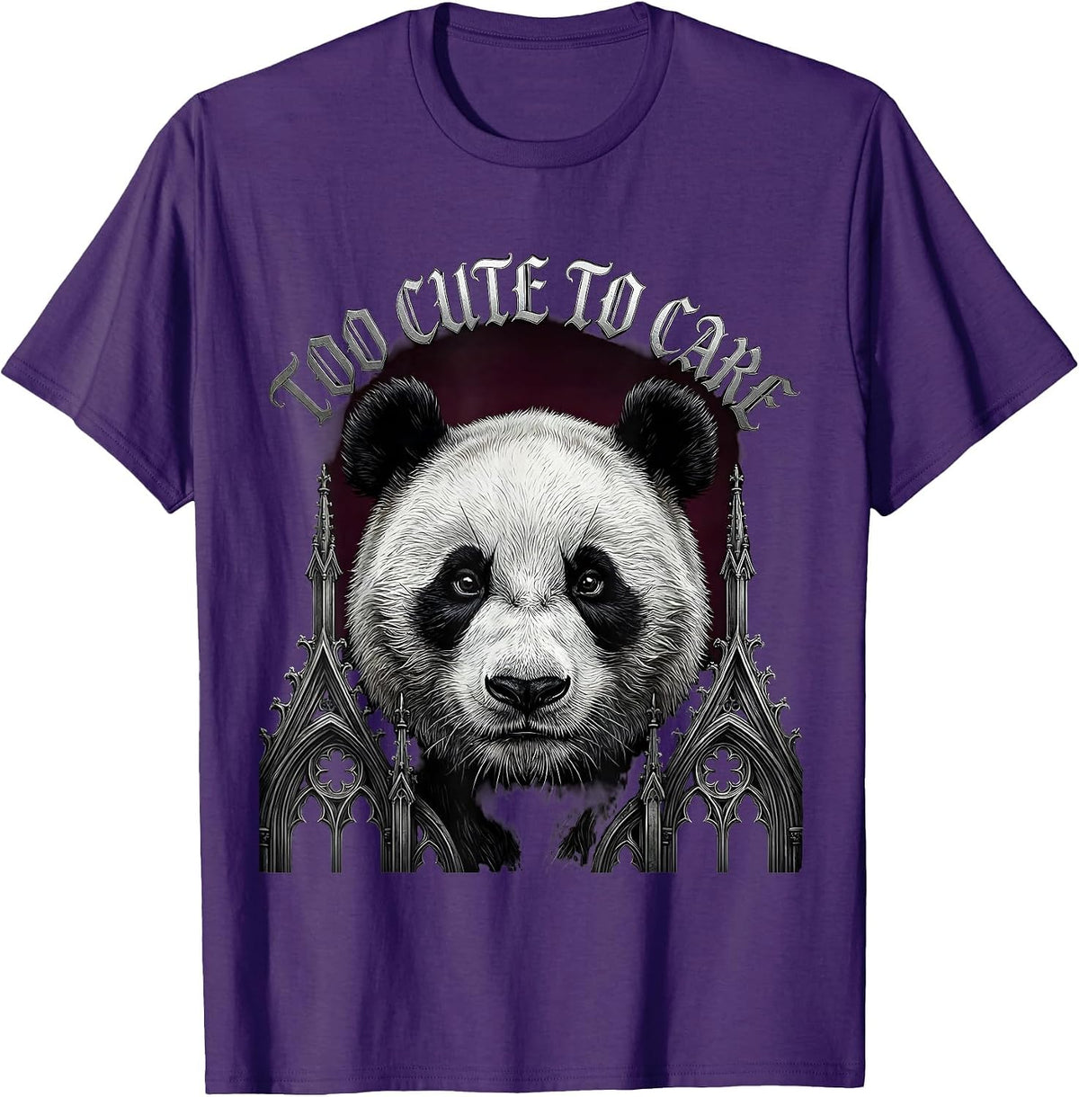 Men's Too Cute To Care Adorable Panda Design T-Shirt - Purple