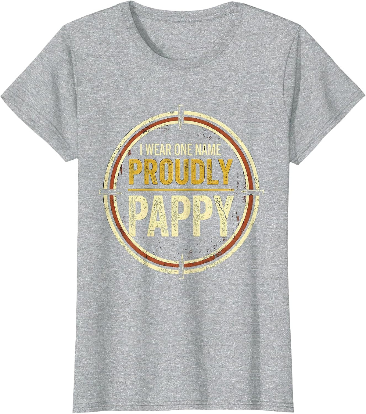 I Wear One Name Proudly: Pappy Distressed Grandpa Gift T-Shirt - Heather Grey