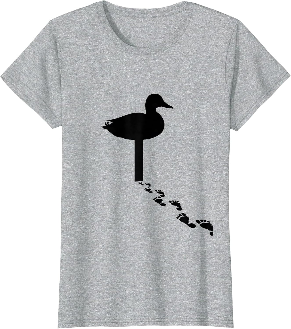 Women's Duck Decoy Silhouette Outdoor Hunting Humor Gift T-Shirt - Heather Grey