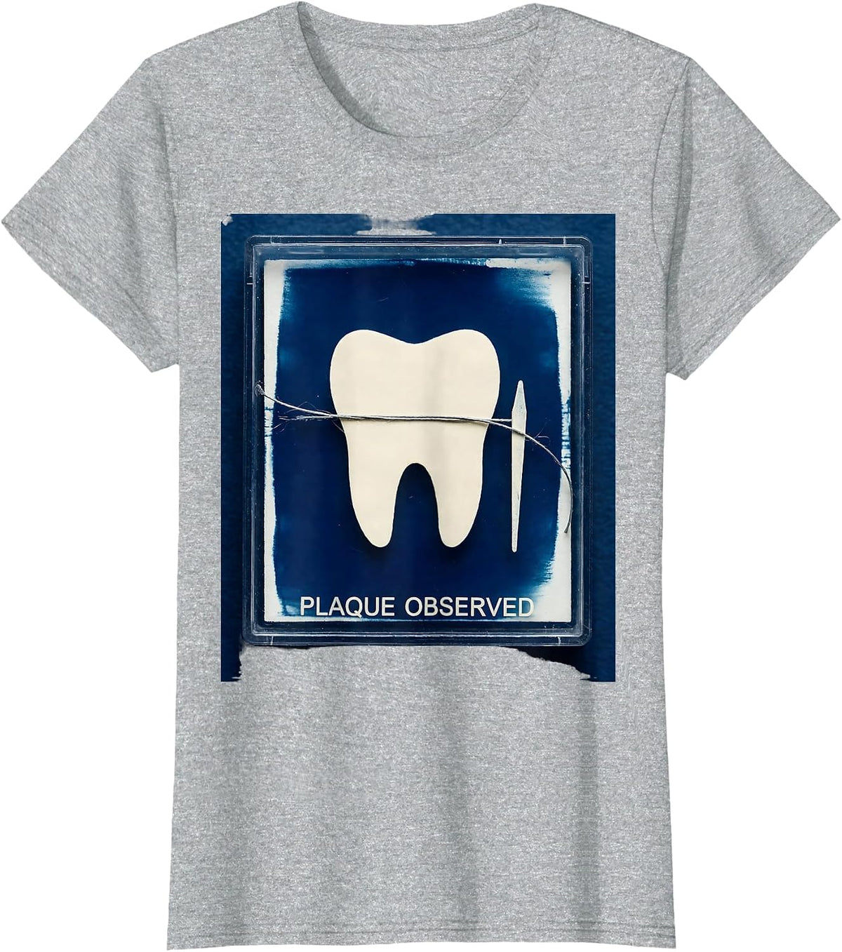 Plaque Observed Cyanotype Dental Hygienist Humor Gift T-Shirt - Heather Grey
